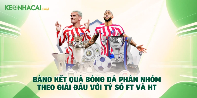 Bảng kết quả bóng đá phân nhóm theo giải đấu với tỷ số FT và HT